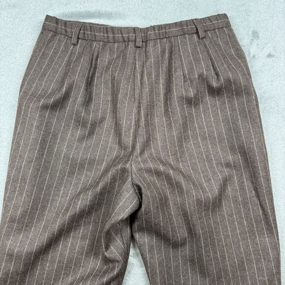 Pendleton Pants Women's 8 Wool Trousers High Waist Pleated Brown Pin Striped - Picture 4 of 11